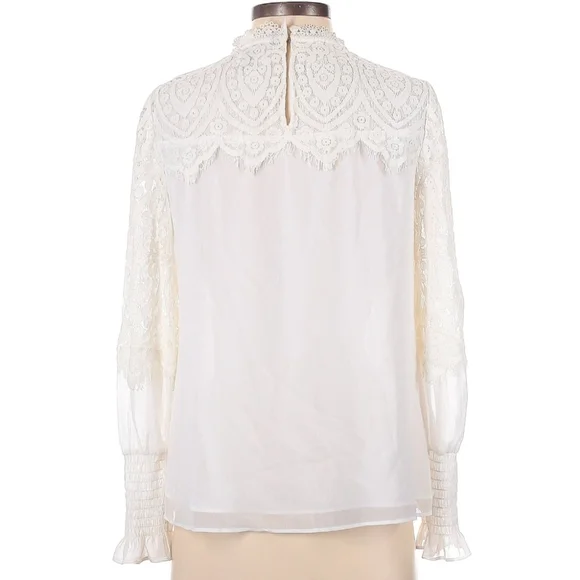 White House Black Market White Lace Bib Collar Blouse - Picture 3 of 5